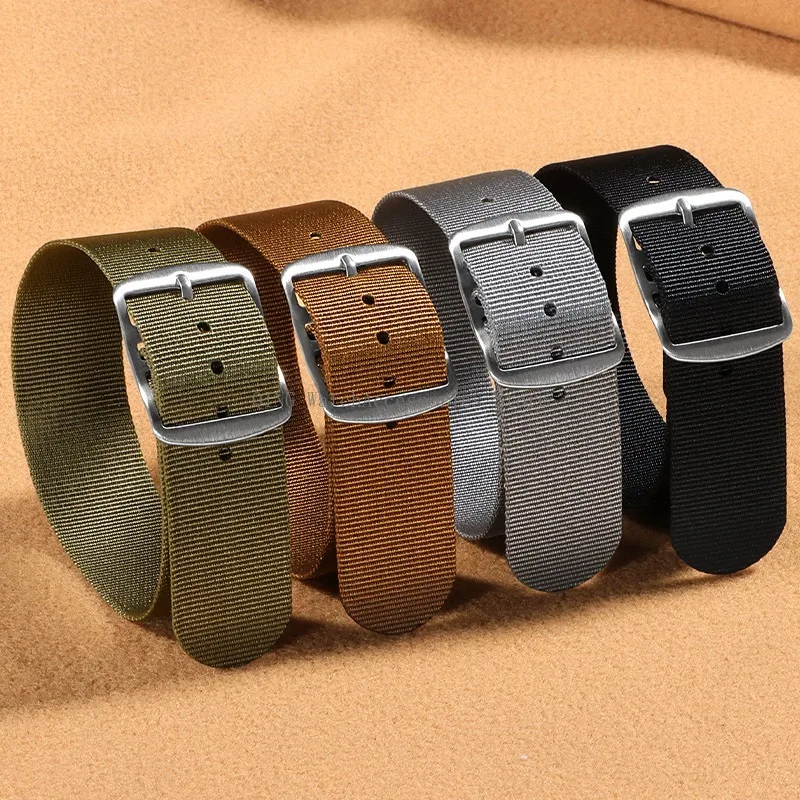 20mm Soft Nylon Watch Strap Men Women Military Watchband Universal Ribbed Nylon Wristband Canvas Weave Sport Bracelets Accessory