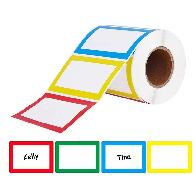 1 Roll 250Pcs Colorful Blank Handwritten Name Stickers Labels Children School Teacher Offer Stationery Sticker Water Bottle Desk