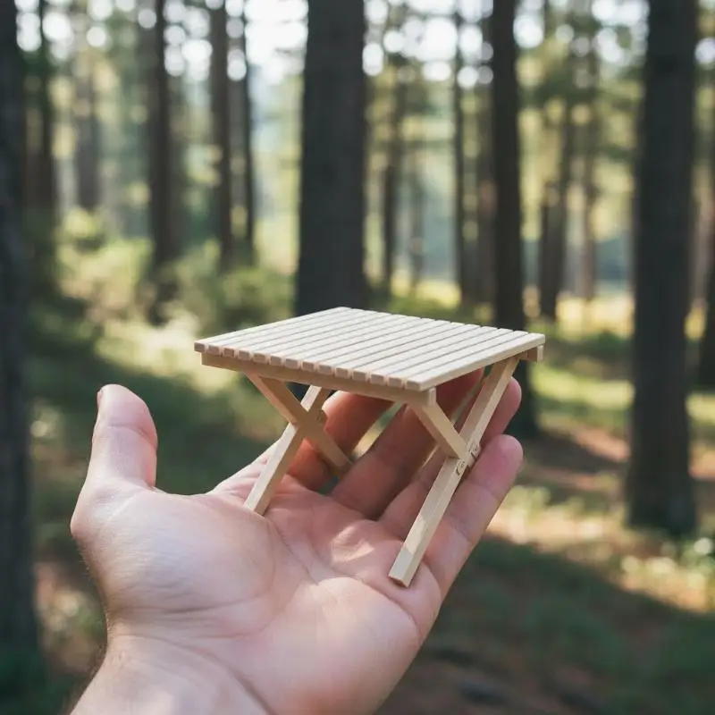 Miniature Dollhouse Picnic Table  6 Scale Furniture for DIY Pretend Play Home Camping Scene Decor