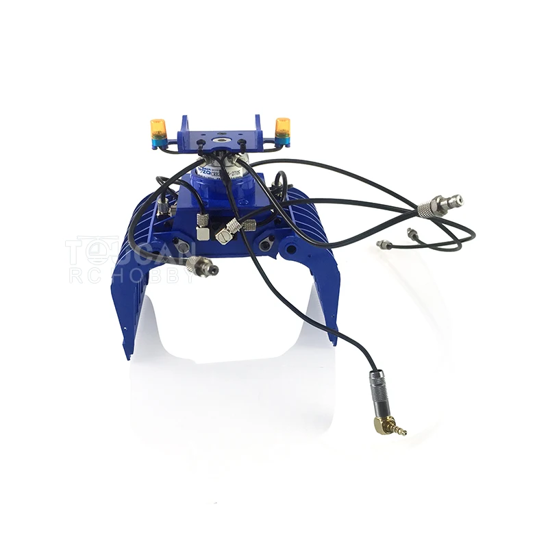 Metal Hydraulic Grab Clawer Blue Color with Light For DIY 1/14 MT 946 946-3 Tracked Wheeled RC Excavator Model TH19600-SMT5