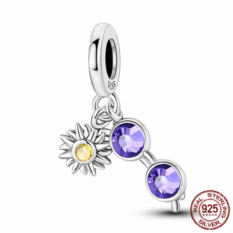 

S925 Sterling Silver Colorful Eyeglasses Charm Bead with Original Design Bracelet - A perfect DIY jewelry gift for women.