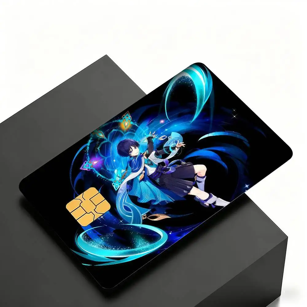 Genshin Impact Scaramouche Wander Kreditkarten-Skin-Aufkleber 4er-Set Folie Bus-Pass Frontdekoration Bank-Debitkarten Wasserdicht – Detail 12
