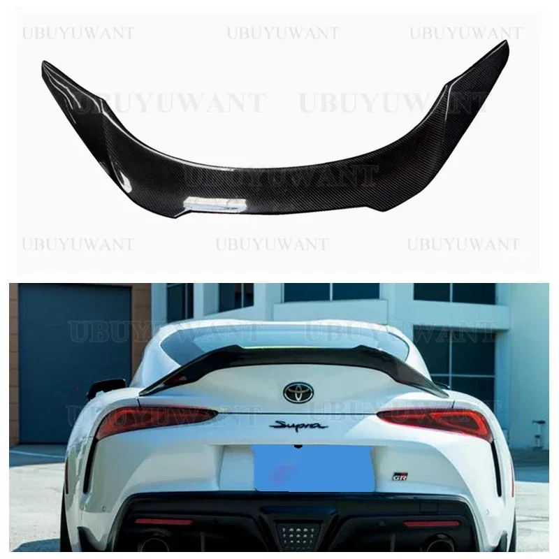 V Style Real Carbon Fiber Rear Trunk Spoiler For Toyota Supra A90 MK5 2019 - 2021 High Quality Material Glossy Black Tail Wing