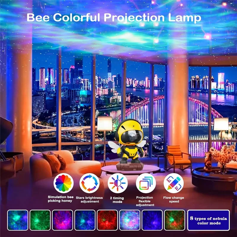 【Lowest-Price!】LED Galaxy Projector Starry Night Light With Remote Timer Bee Astronaut Nebula Lamp For Kids Room Decor