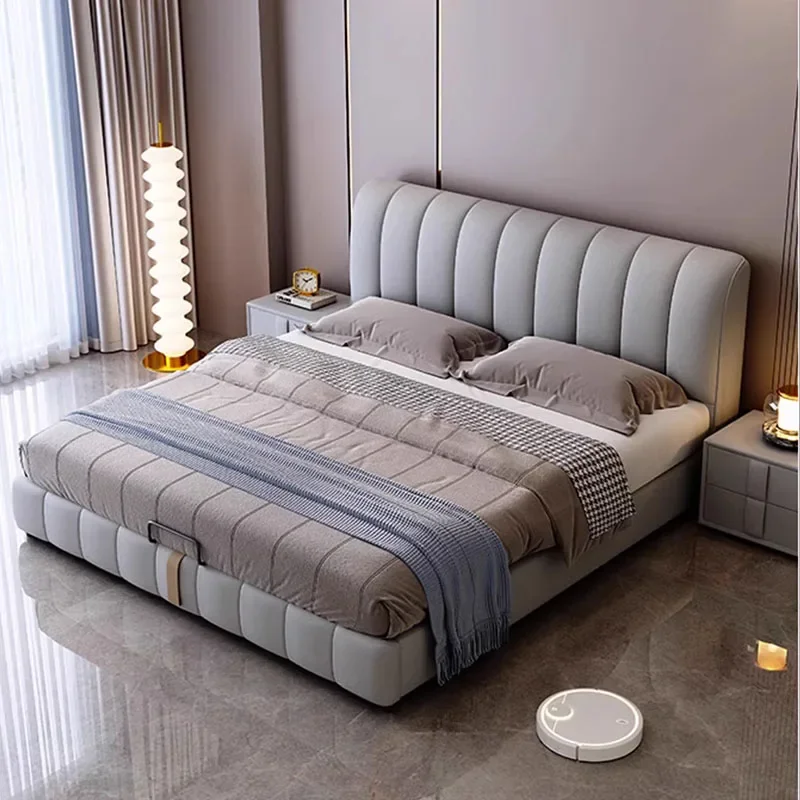 Large Luxury Apartment Bed Upholstered Fabric Modern European Bed Water Proof Camas Moderrnas Inteligentes Bedroom Furniture