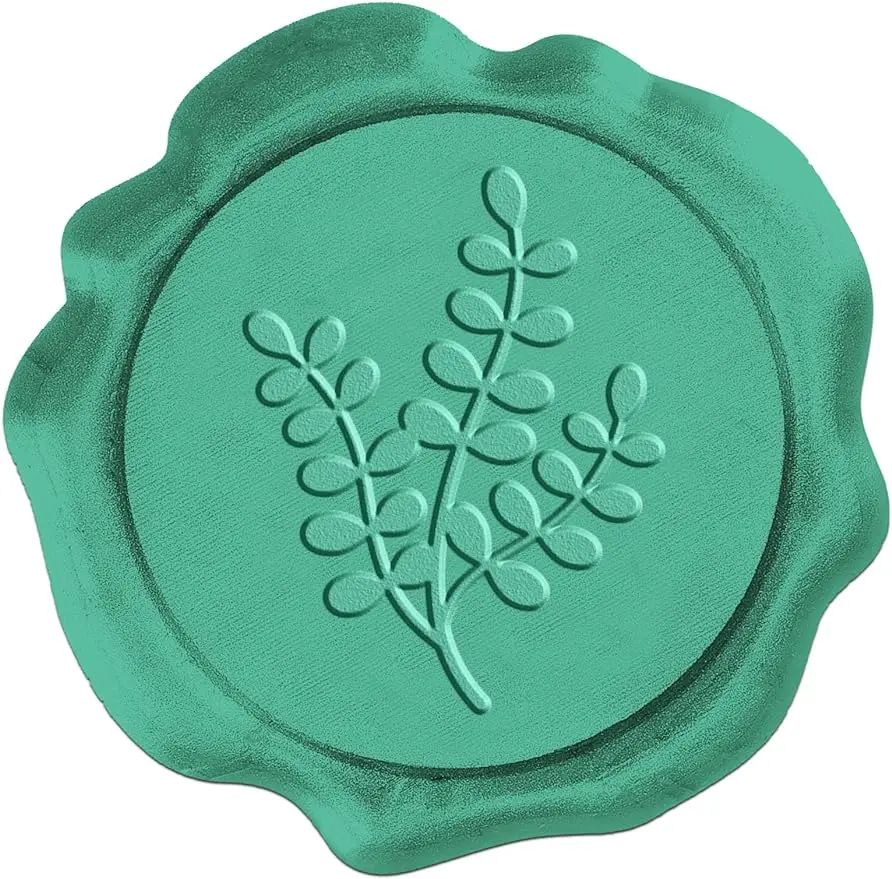 

50pcs Green Eucalyptus Leaves Wax Stamp Stickers Green Plant Envelope Seal Stickers 30mm Stickers Self Adhesive Wax Stamp