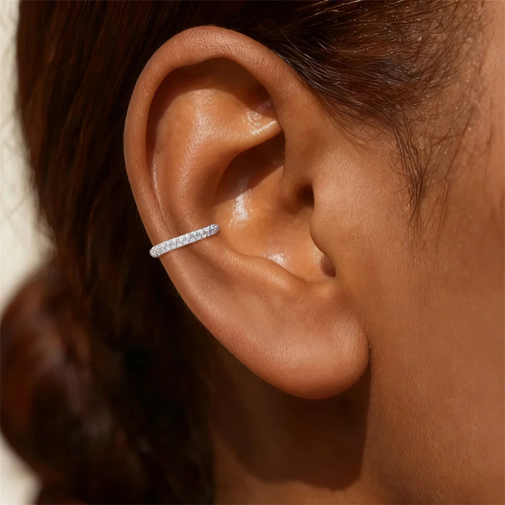 KOJ 1PC 925 Sterling Silver Moissanite C‑Shape Ear Cuff For Women Elegant Daily Party Hypoallergenic Fine Jewelry Accessories view 2