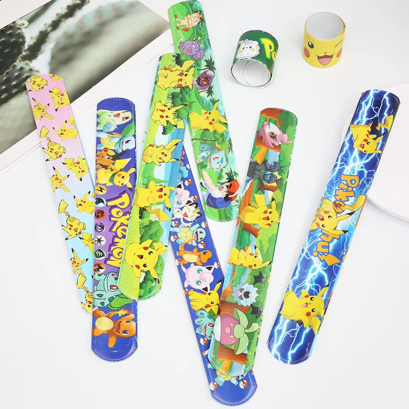 

Pokemon Pikachu Bracelet Wristbands slap Bracelet Doll Characters snap band Children Pat Circle Educational Toys Birthday Gift