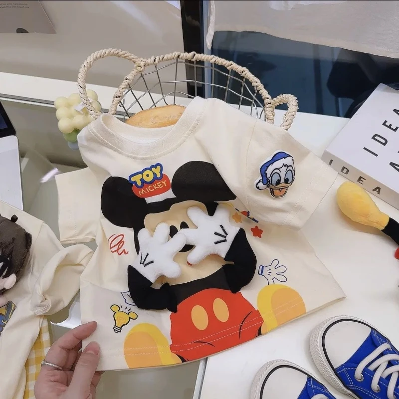 

3D Cartoon Figure Kids Cotton Tee, 2026 Summer Round Neck Short Sleeve Top for Boys & Girls