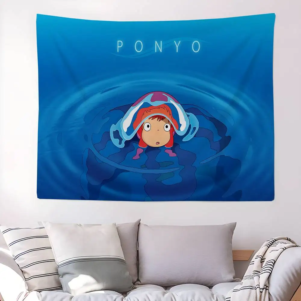 Japanese Cute P-Ponyo Movie on The Cliff DIY Wall Tapestry Hanging Tarot Hippie Wall Rugs Dorm INS Home Decor