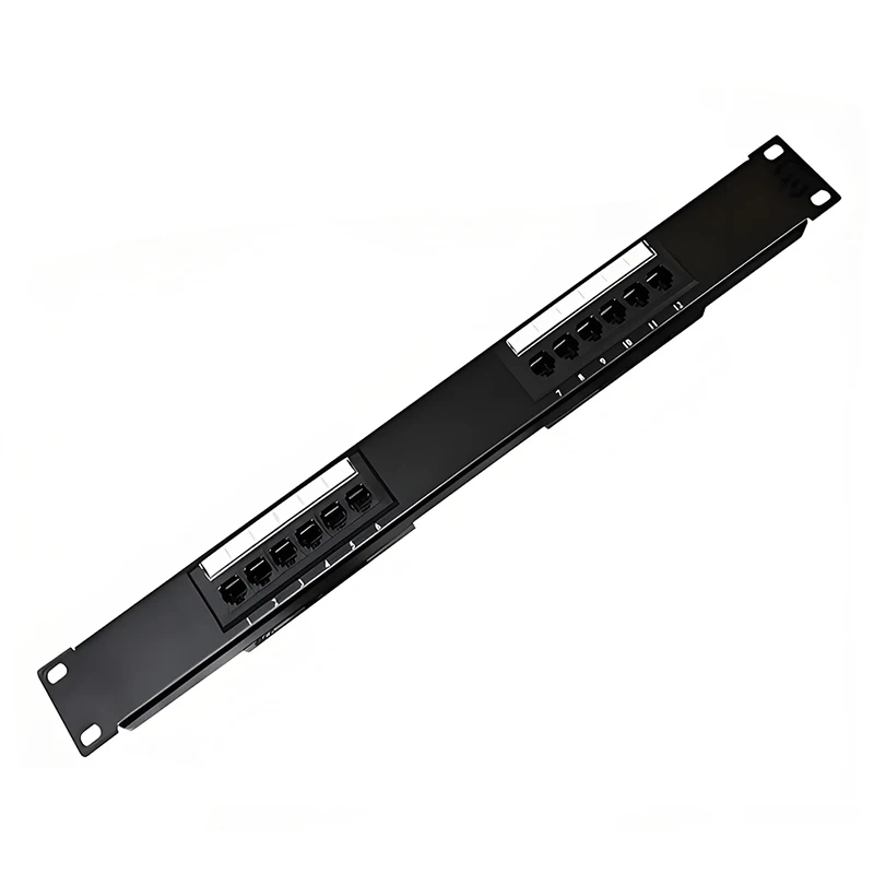 Patch Panel 12 Port 19 Inch Rack Mount UTP Unshielded Cat6/Cat5e Network, for Data Center Server Rack Cable Management 1U Height
