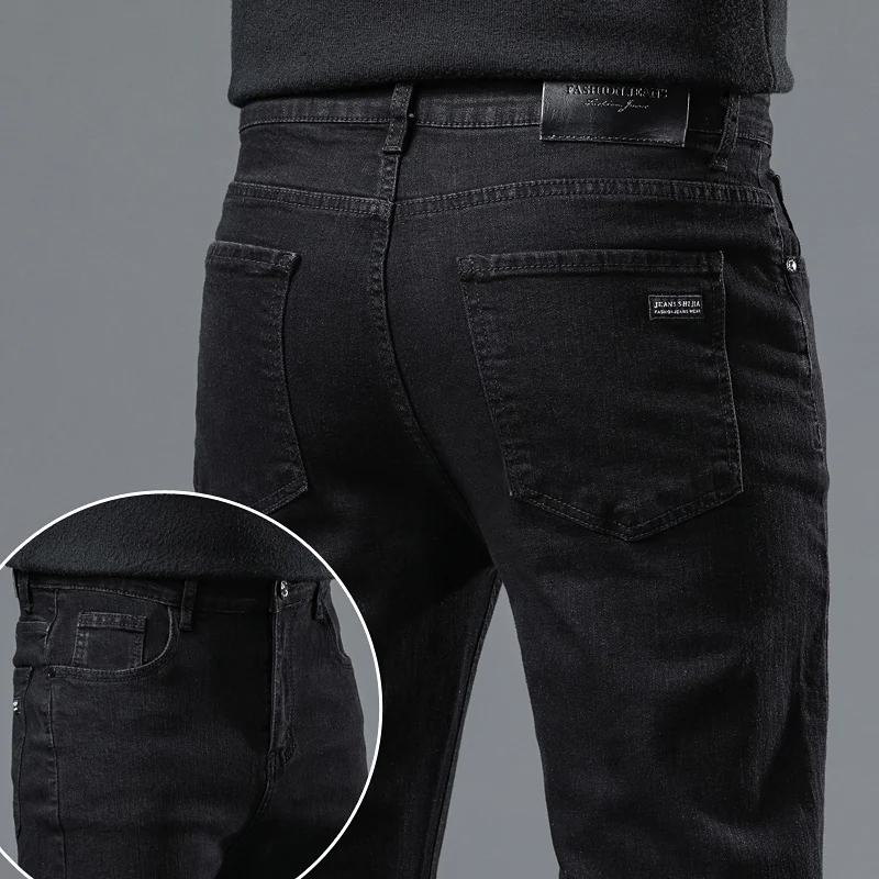 NEW Men Classic Advanced Fashion Brand Jeans Jean Man Soft Stretch Grey Black Biker Masculino Denim Trousers Mens Pants Overalls