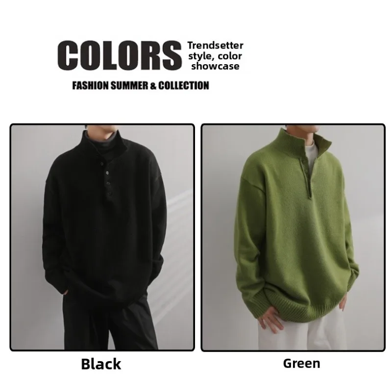 

Outdoor Cycling Sportswear Men's Semi-high-neck Sweater Autumn and Winter American Retro Knitted Coats Casual and Warm Pullover