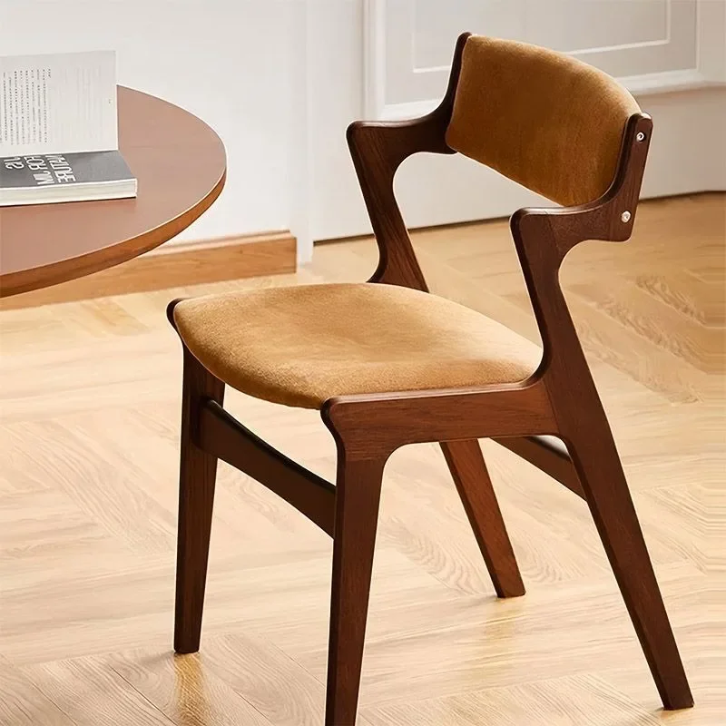 Home Office Comfort High End Nordic Furniture Dinning Chair Ready Stock New Model Solid Wood Dining Chair Upholstered Backrest