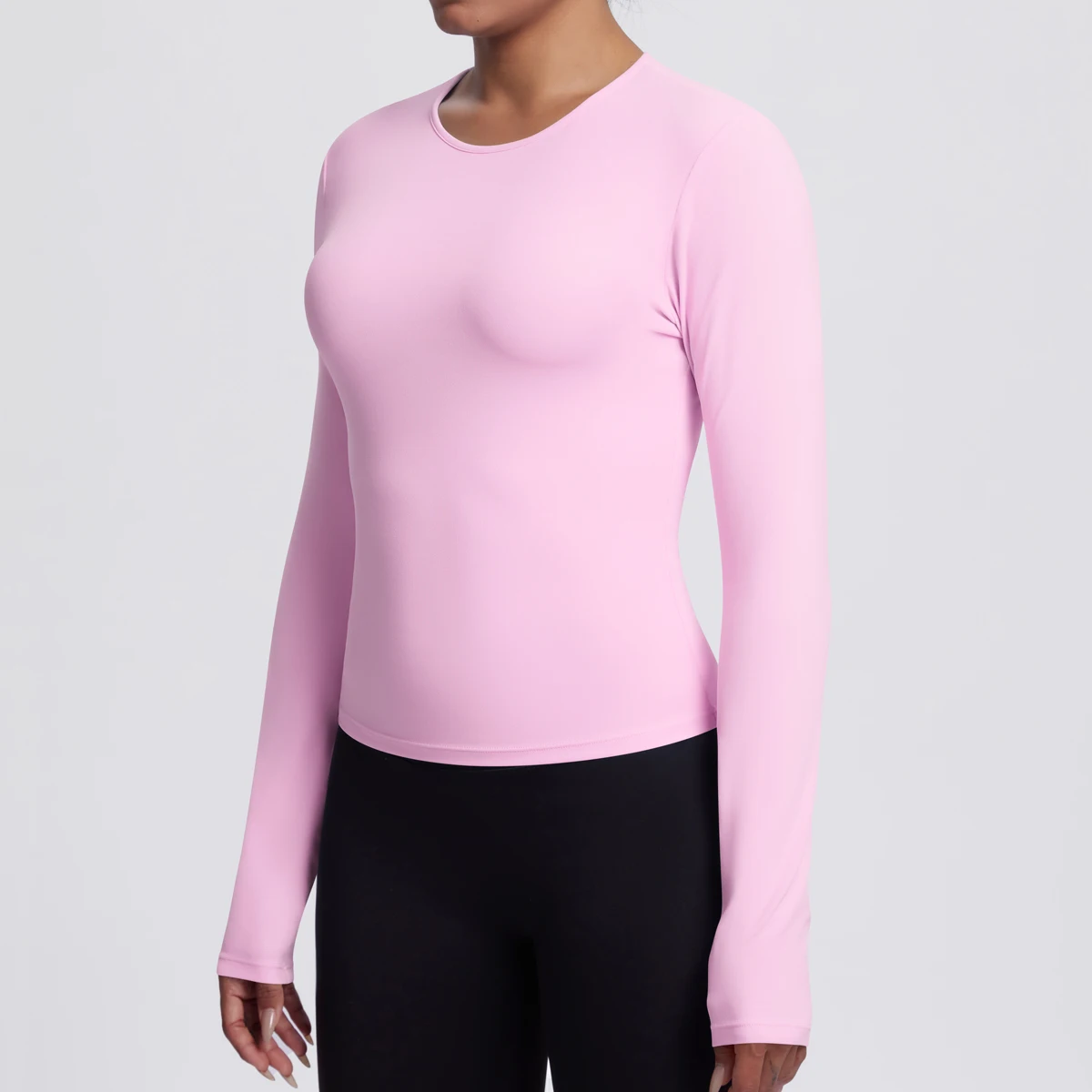 Fashion Slim Casual Solid Color Running Shirts Yoga Long Sleeved Gym Sports Workout Top Women Seamless Quick Drying Top Clothing