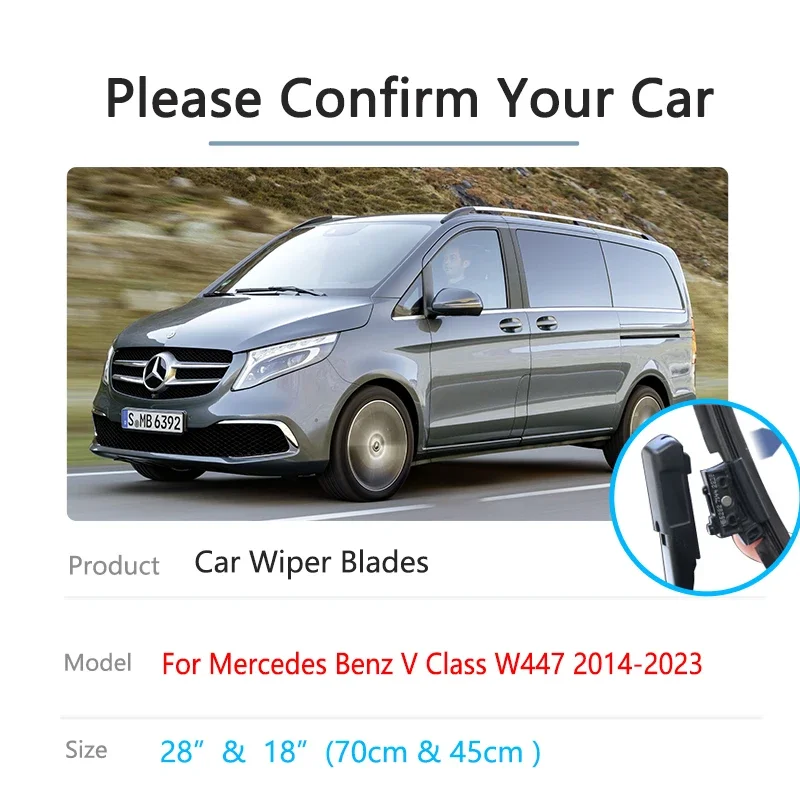 For Mercedes Benz Vito Viano V Class W447 2014~2023 Front Rear Wiper Blades Set Brushes Window Windshield Windscreen Accessories