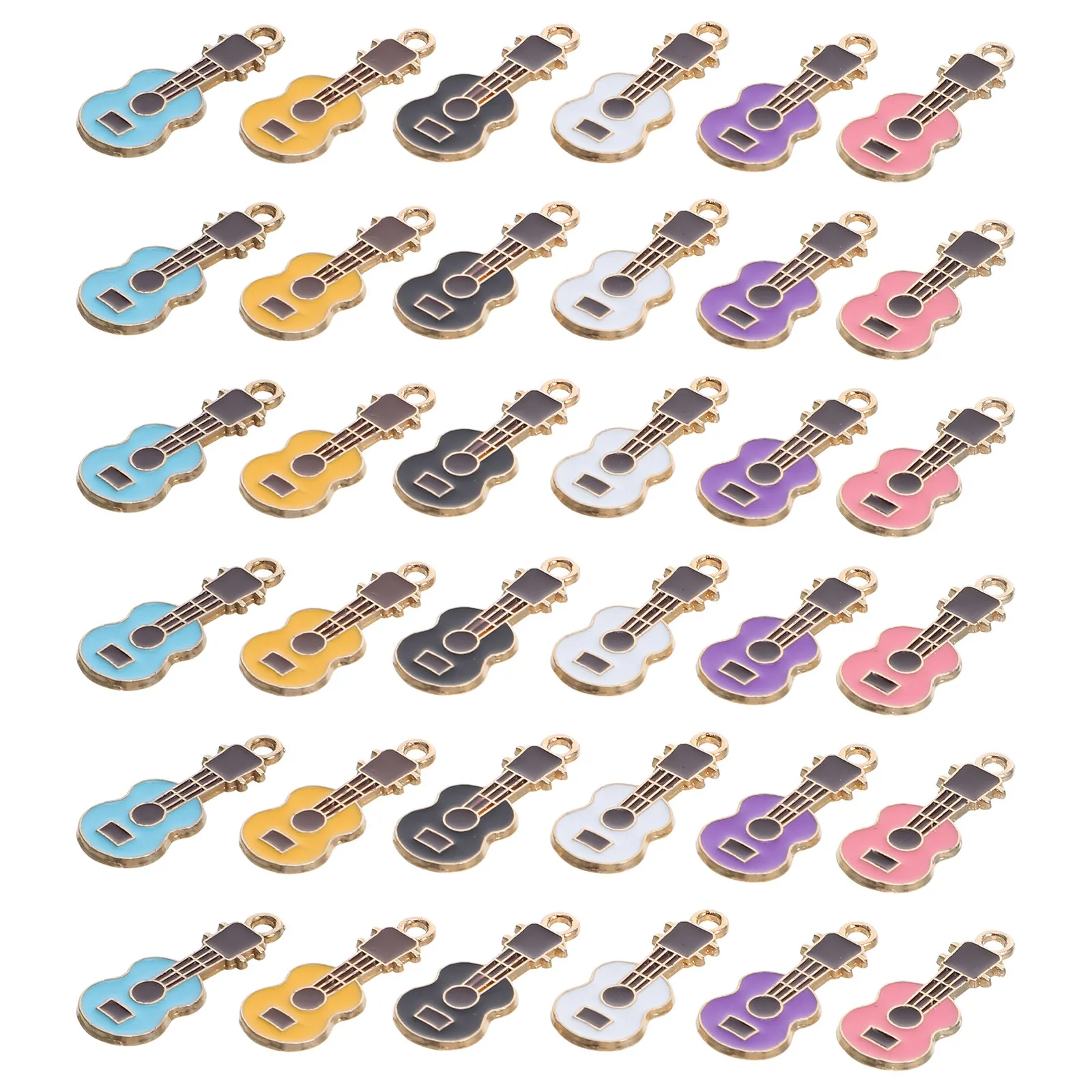 

50Pcs Mini Guitar Pendant Alloy Enamel Charms Music Themed Dangle Pendants for DIY Jewelry Projects Alloy Enamel Guitar Charms
