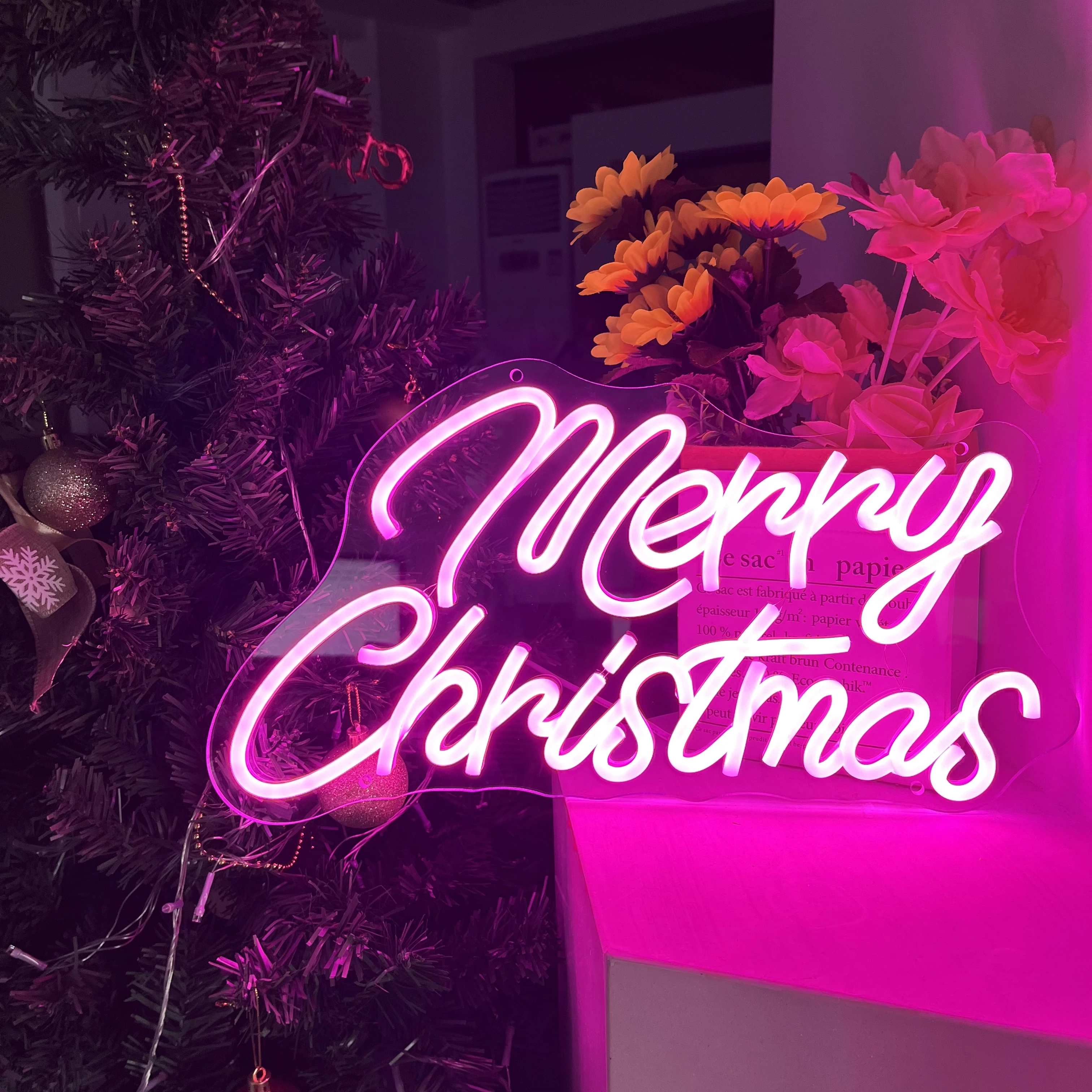 Merry Christmas Neon Sign, grandes luzes LED, Decorações de Natal, Casa, Bar, Sala