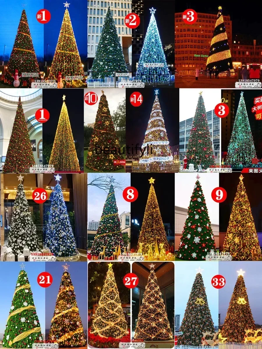 شجرة عيد الميلاد المتدفقة الكبيرة في الهواء الطلق 3 م 4-5-6 - 7-8-9 - 10 - 12 م زينة عيد الميلاد شجرة الصوف البيضاء #5