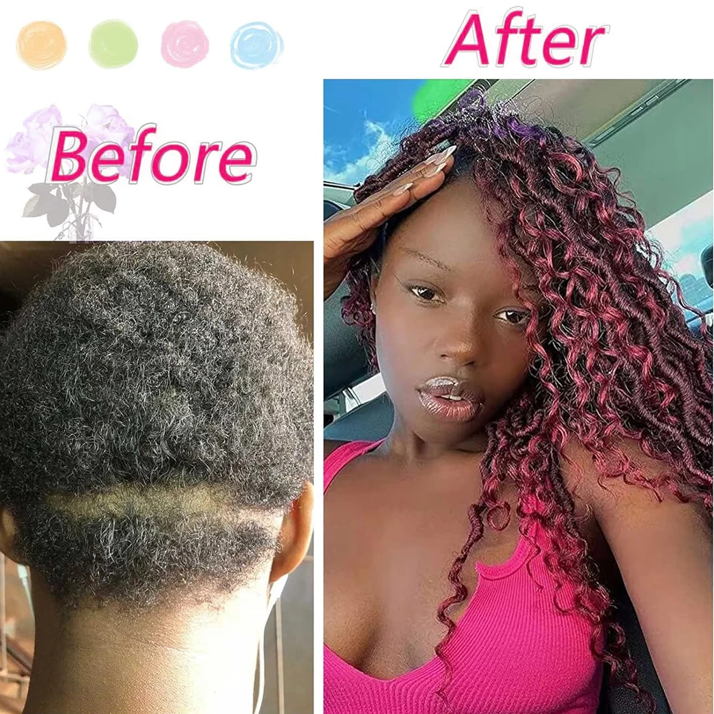 1/8 팩 곱슬 가발 크로셰 헤어 여신 스타일 크로셰 헤어, 히피 스타일, 보헤미안 스타일 합성 브레이드 헤어 익스텐션