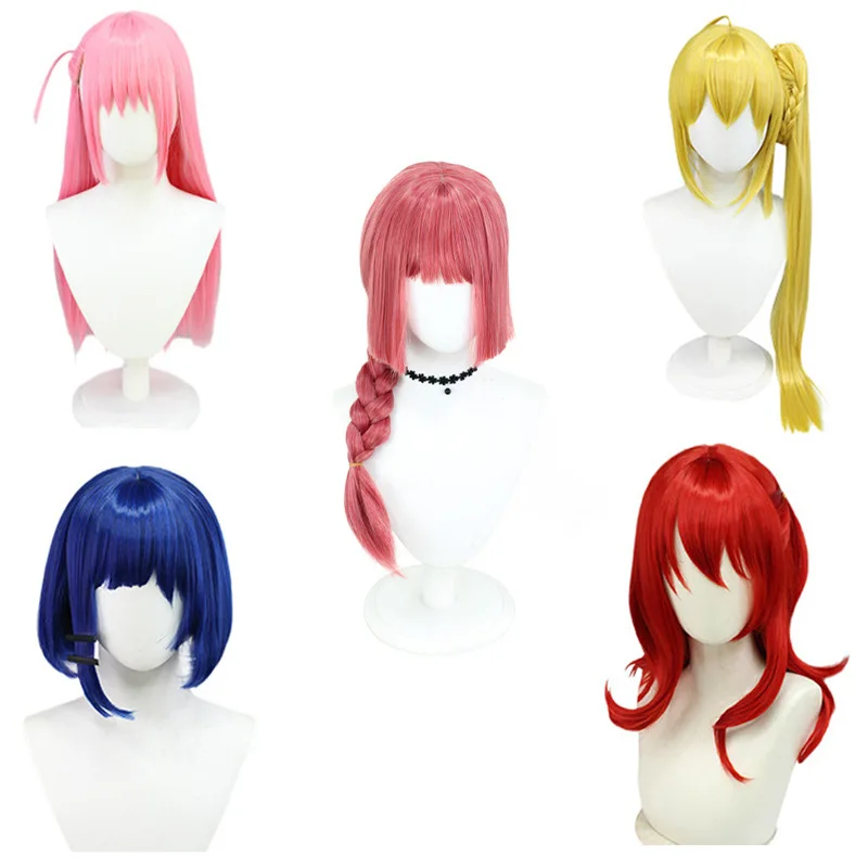 Mulheres anime bocchi the rock cosplay gotou hitori peruca cosplay longo rosa cabelo reto resistente ao calor