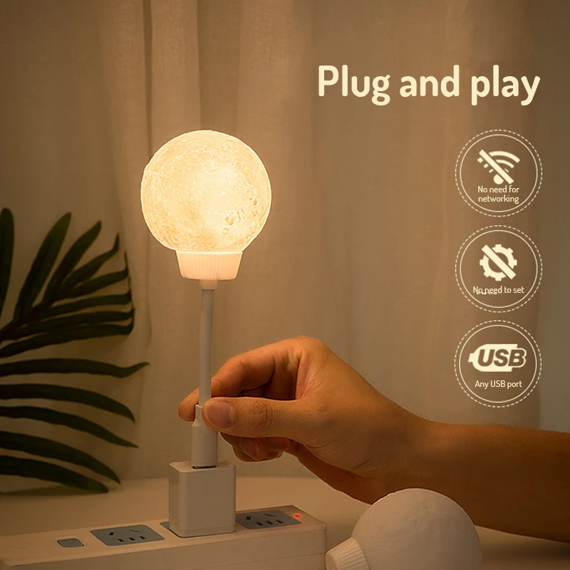 Intelligent Voice Control Night Light Breastfeeding Eye Protection Socket Bedroom Sleep USB Room Internet Celebrity Moon Lamp