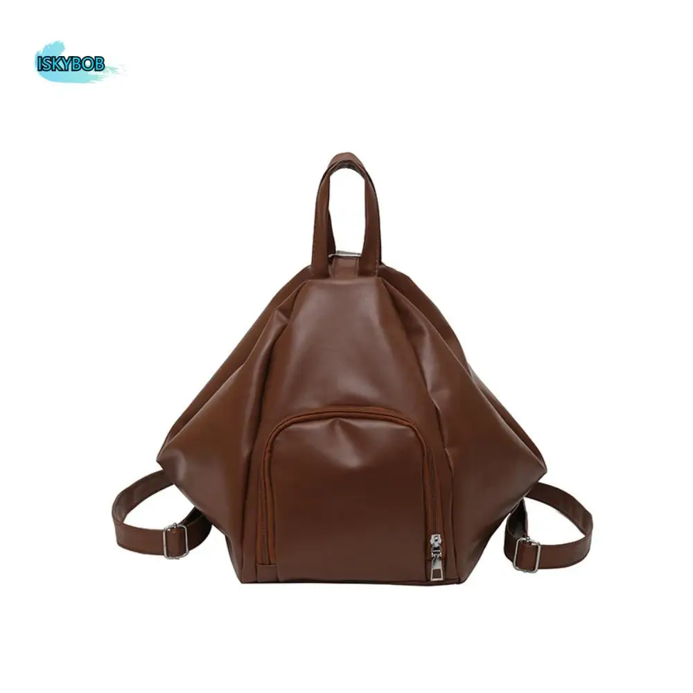 

Fashion Solid Color Single Shoulder Bag Zipper Waterproof Crossbody Bag Schoolbag PU Leather Women's Backpack Travel