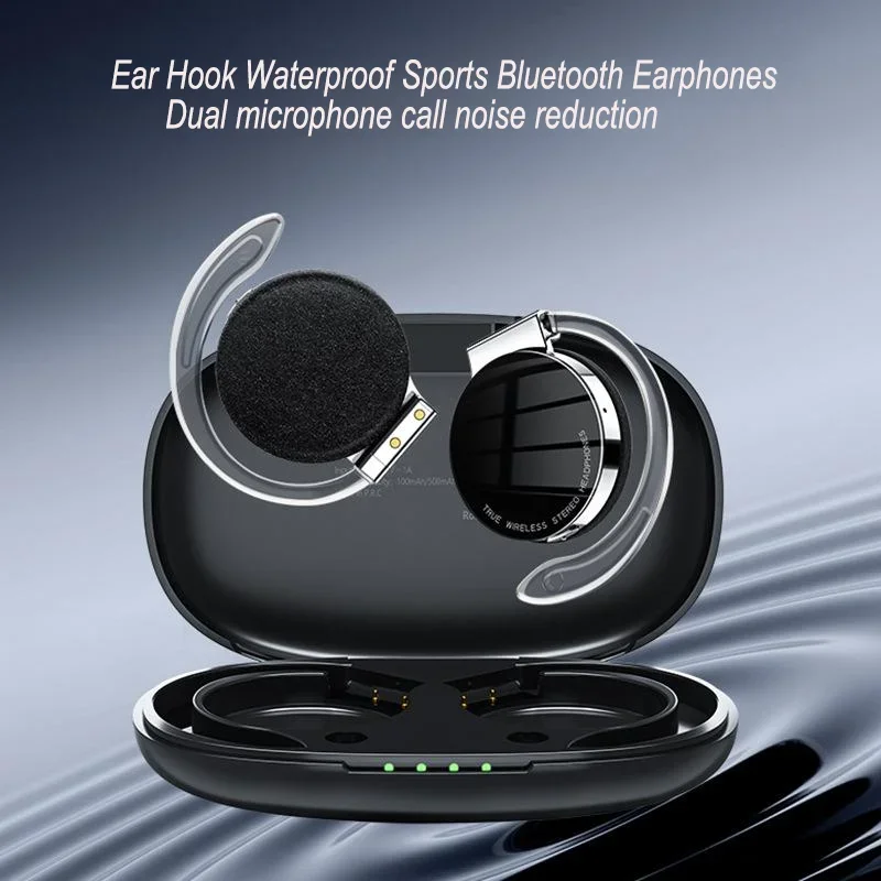 

Ear Hook Wireless Earbuds Bluetooth 5.2 Dual Mic Noise Reduction Breathing Light Battery Display For Sports Running