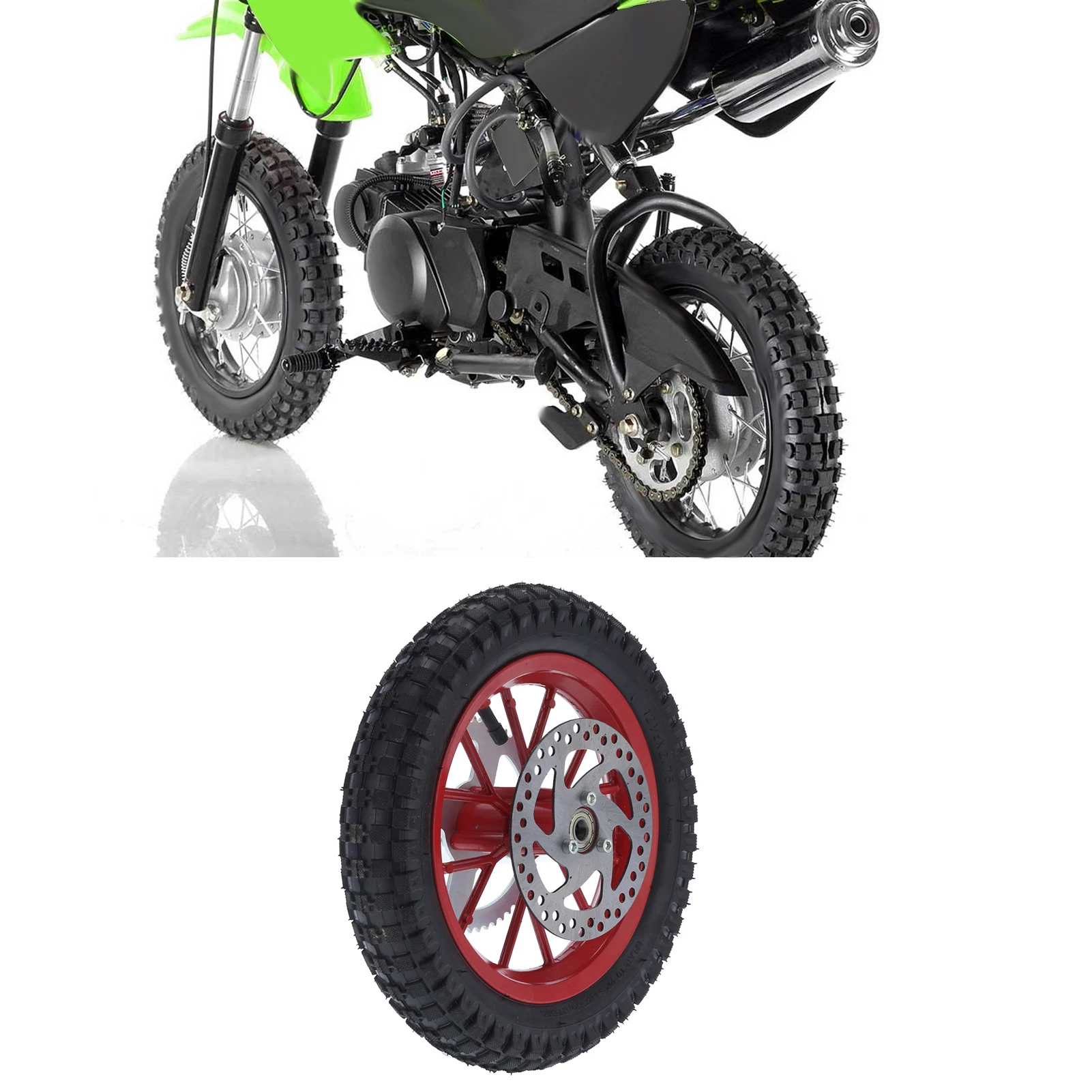 12.5x2.75in Mini  Rear Wheel AntiSkid Rubber Steel Alloy for 47cc 49cc 2 Stroke Dirt Bike  Bike Rear Wheel