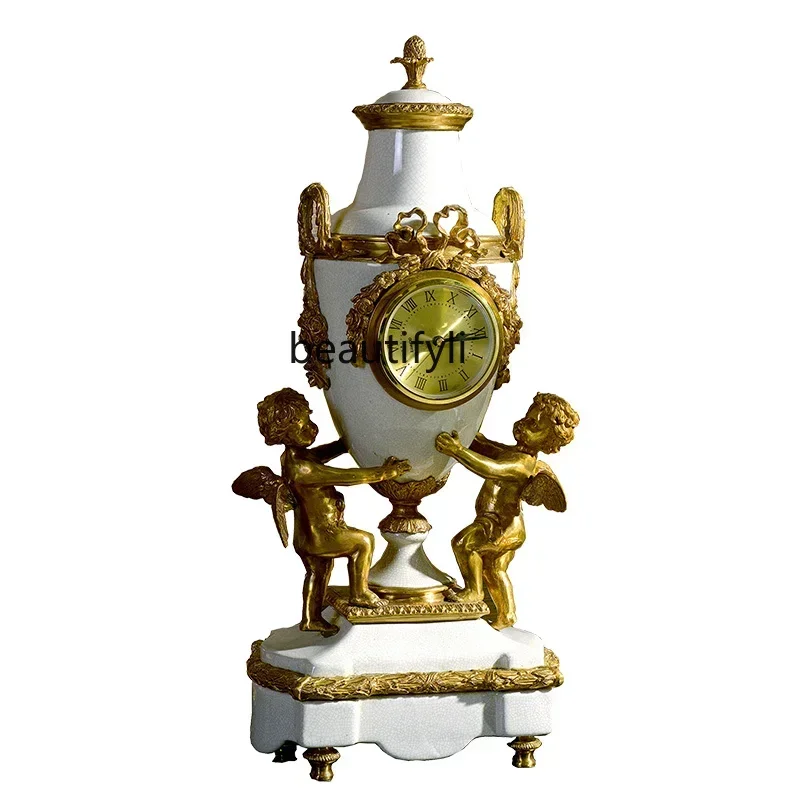 

x11European American New Classical Decorations and Accessories High-End Luxury Copper with Porcelain Soft Decoration Clock Cloc