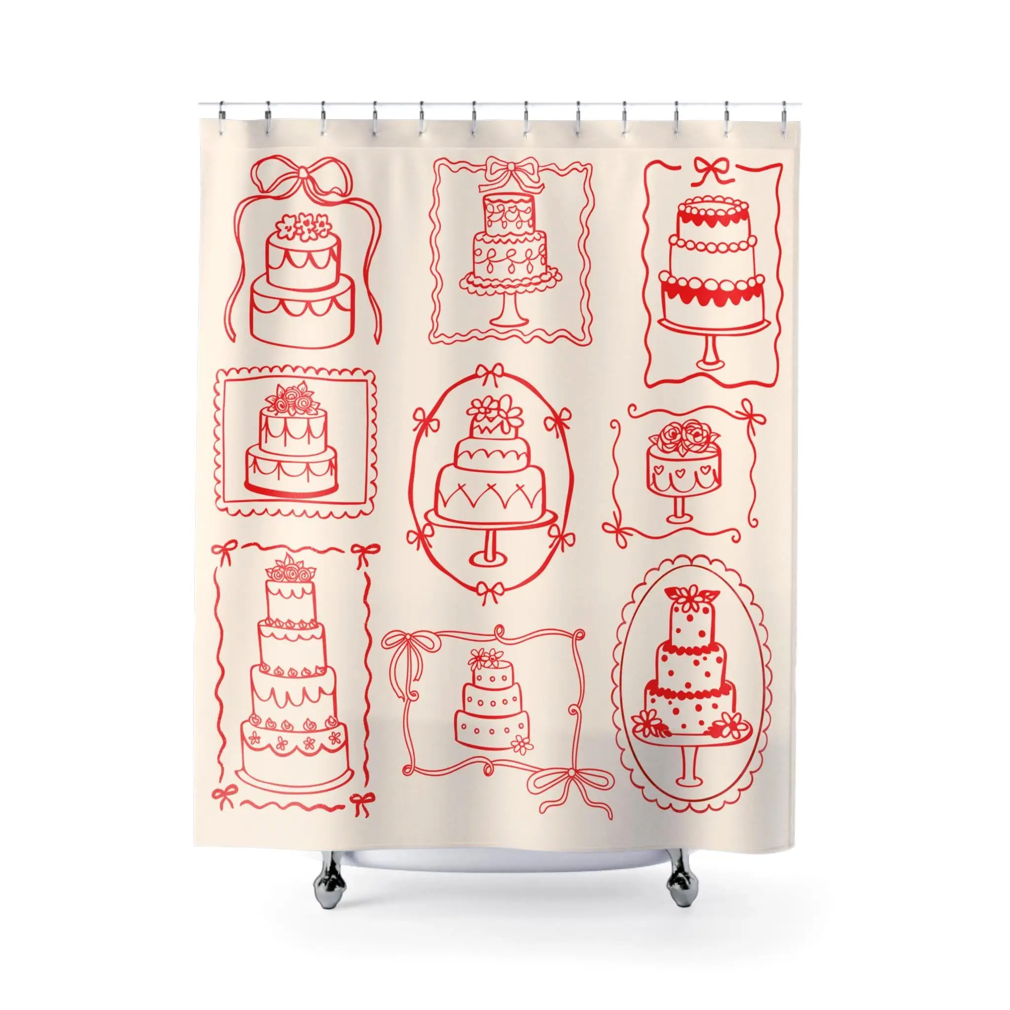 Cute Baking and Cake Drawing Shower Curtain Bathroom Decor Novelty Kitchen Shower Curtain Linens