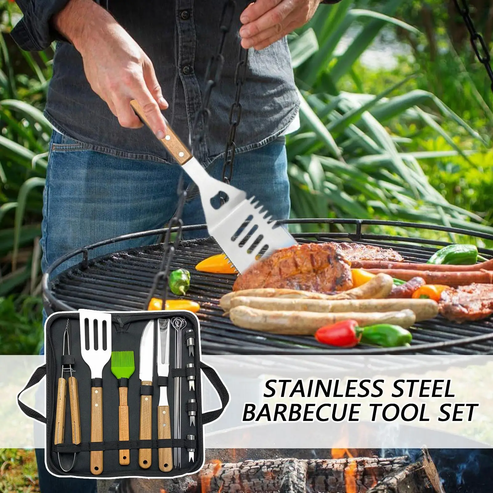 

BBQ Tools 16 Pieces Grilling Tool Sets Stainless Steel Spatula Tongs Brush Cooking Supplies Grilling Accessories For Outdoor