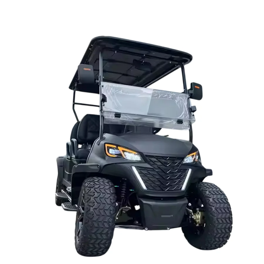 Shining brand intelligent 6 seat matte black golf car factory price for the sale of electric solar golf cart