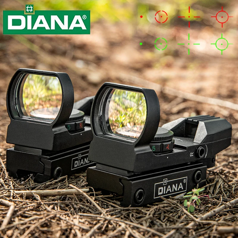

DIANA 4 Different Reticles Reflex Scope, Silver Coated Red Green Dual Color Optical Sight