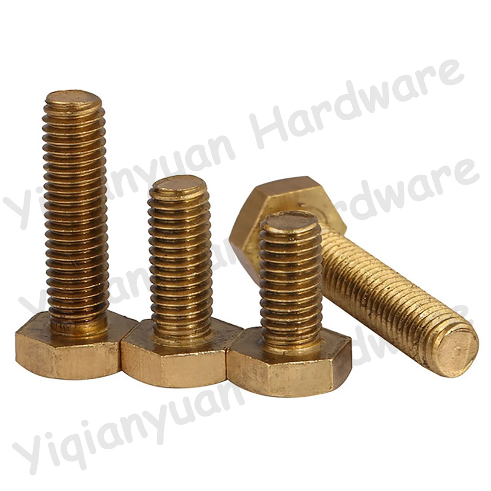 Yiqianyuan DIN933 M3 M4 M5 Gwint gruby Śruby z łbem sześciokątnym Mosiężne zewnętrzne śruby z łbem sześciokątnym Pełny gwint Wysoka jakość