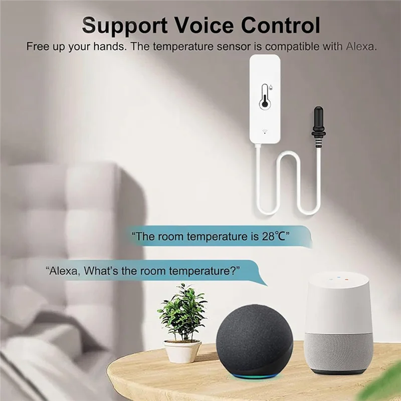 A25P Tuya Wifi Temperature Humidity Sensor With External Probe For Fish Tank For Freezer Monitoring Via Wireless App