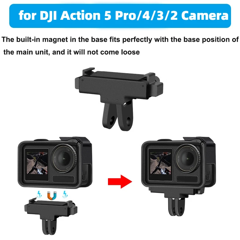 for DJI Action 5 Pro/4/3/2 Magnetic Camera Mounting Adapter Base with 1/4Inch Screw Quick Release Foldable Extension Mount