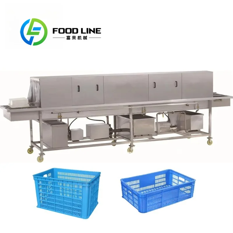 Commercial Plastic Crate Washing Machine Stainless Steel Turnover Box Cleaner With Hot Water Circulation System For Logistics