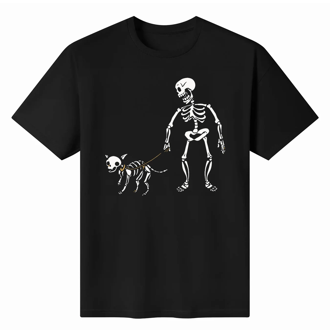 Skeleton Dog Walker T-Shirt Sweat Cotton Graphic Tees Rapper Graphic Tees Customizeds Shirts Men