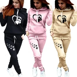 2023New cat's claw Print Women's Sportswear Sets Hooded Pants Set Women's Jogging Sportswear Two Piece Suits