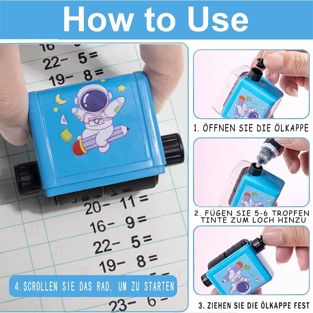 Roller Digital Teaching Stamp Reusable Addition and Subtraction Roller Stamp Within 100 Teaching Math Practice Questions