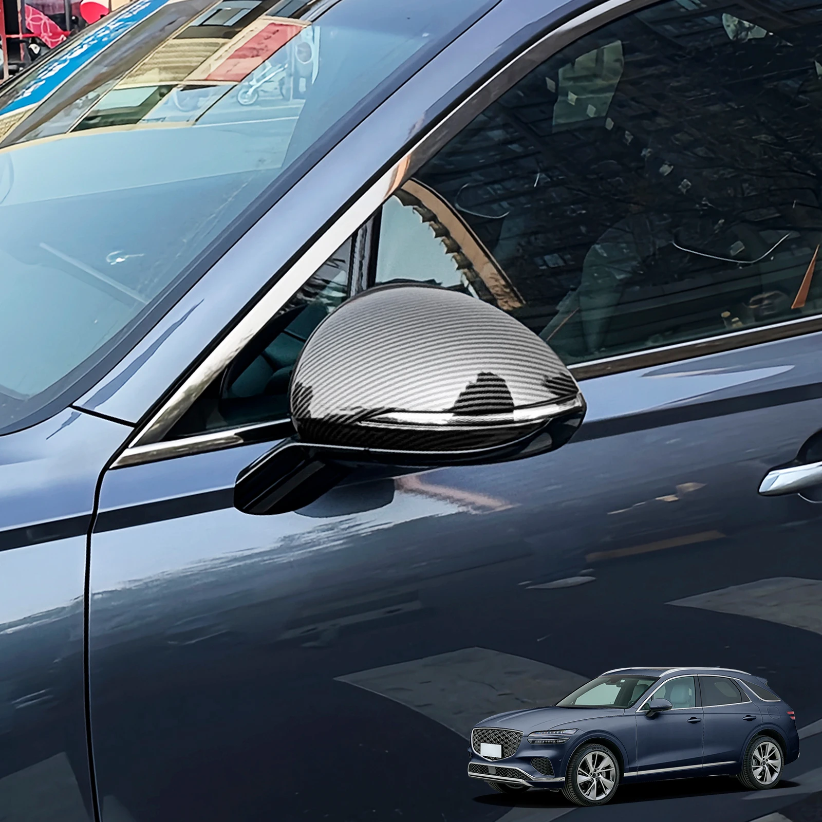 

Car Door Wing Mirror Decoration Cap Shell Exterior Rearview Mirror Cover Trim For Genesis GV70 2021-2026