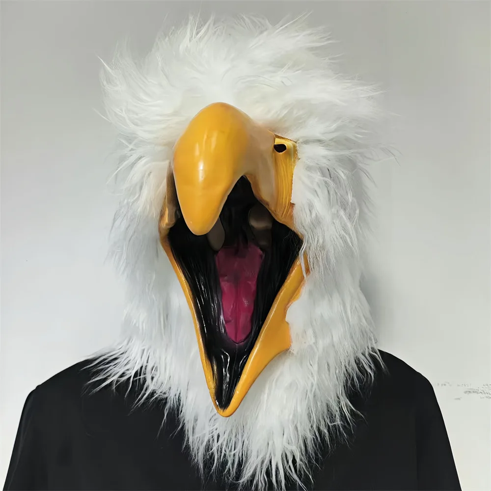 

Halloween White Eagle Mask, Eagle Claw Gloves, Plush Animal Mask, Dance Party Role Playing Festival Performance Eagle Head Set