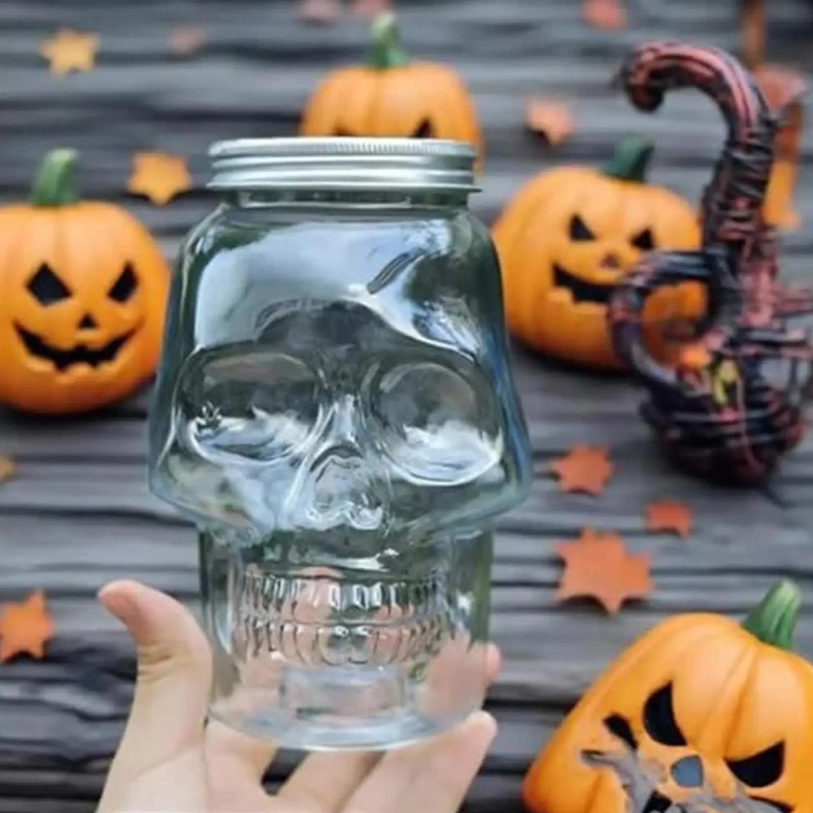 

Skull Jars With Lid 500ml/800ml Reusable Spooky Decor Salt Containers For Home Bar Coffee Station, Picnic Tabletop Dining Decor