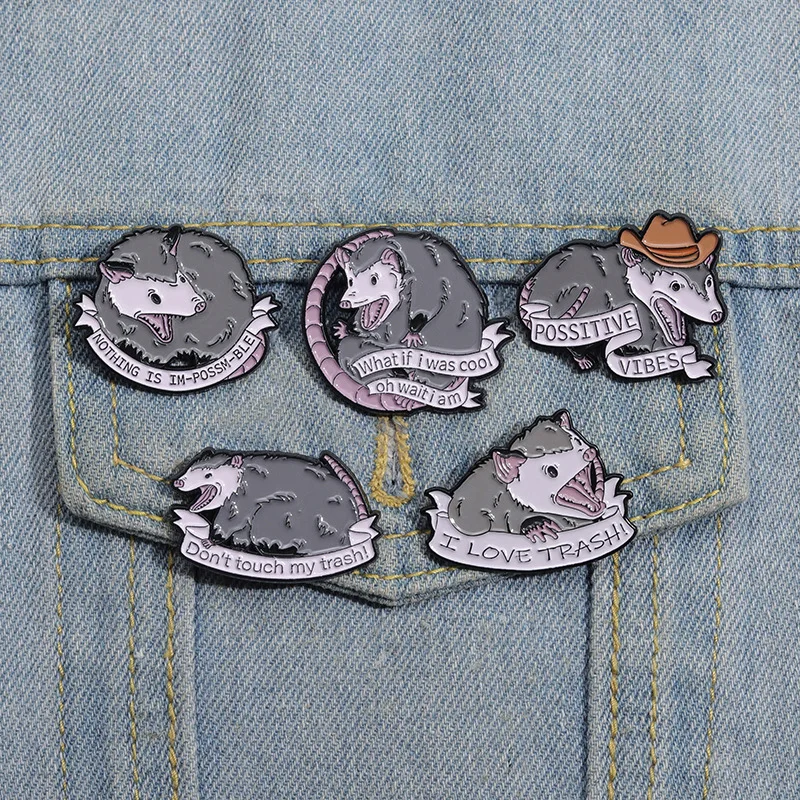 Possum Enamel Pin Mentally Sick Physically Thick Opossum Meme Animal Scream Brooch Lapel Clothes Badges Jewelry Gifts For Friend