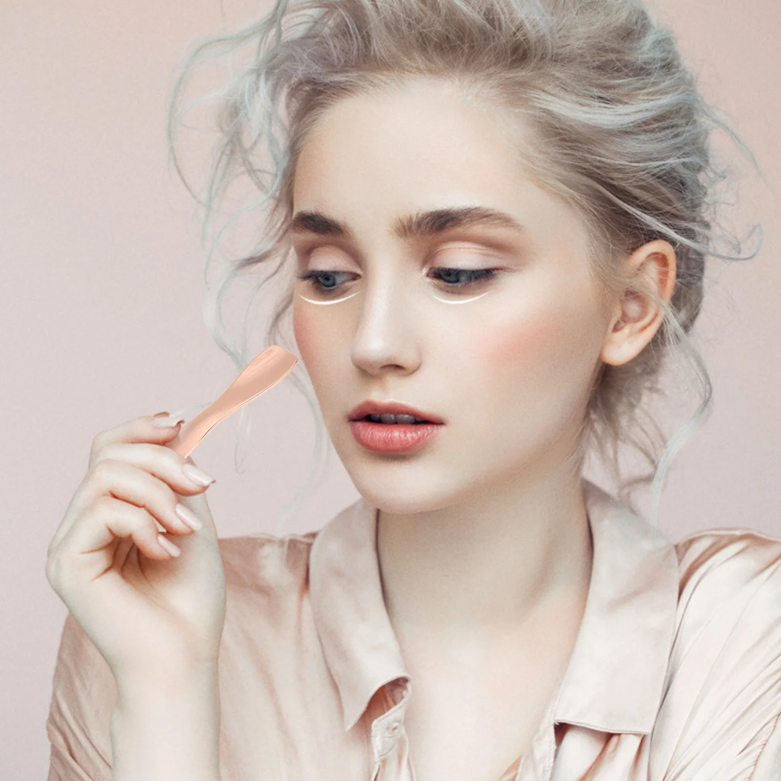 3 pezzi in oro rosa cucchiaio per crema per gli occhi in lega di zinco durevole massaggiatore per occhi per alleviare l'affaticamento circolazione strumento per la cura della pelle applicatore di bellezza