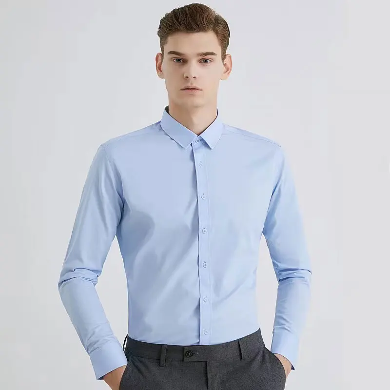 Men\'s dress shirt long sleeve spring summer business casual wear thin breathable high-quality slim-fit work clothes