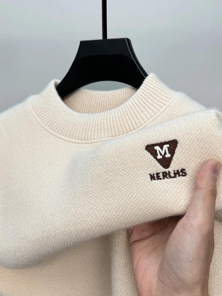 

Men's Knitted Fce Lined Thiened Hoodie Warm Top Winter Faion Ci Casual Long Sve Ne Pullover Knitwear