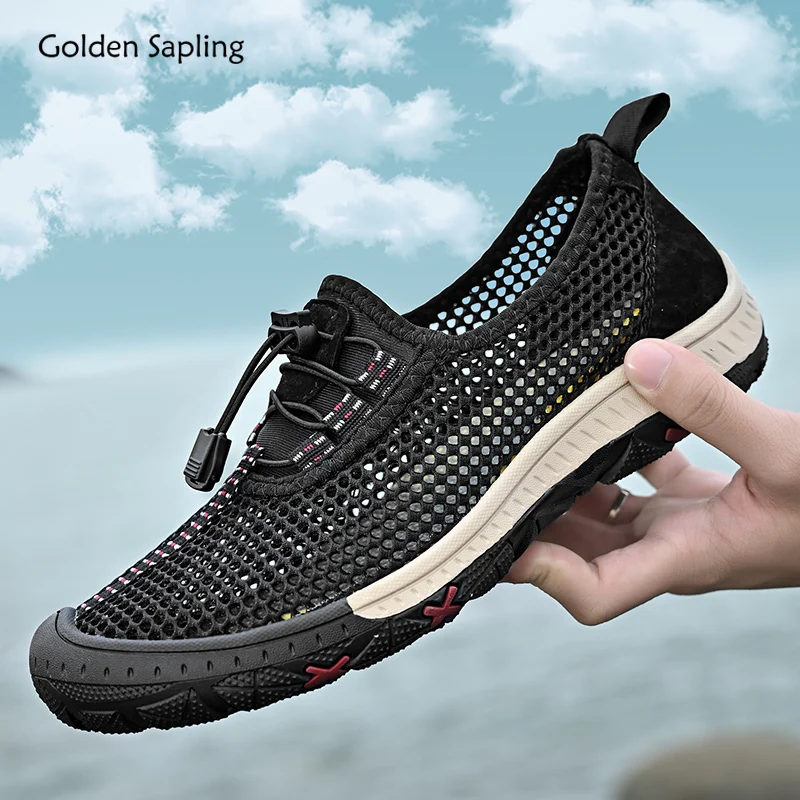 Golden Sapling Summer Moccasins Men's Casual Shoes Breathable Outdoor Shoe Classics Mountain Trekking Footwear Leisure Flats Men