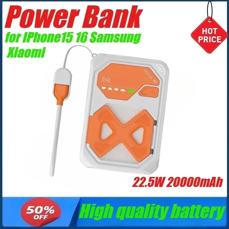 

22.5W 20000mAh Power Bank Rechargeable Battery Magnetic Wireless USB C PD Fast Charger for IPhone16 15 Xiaomi Samsung